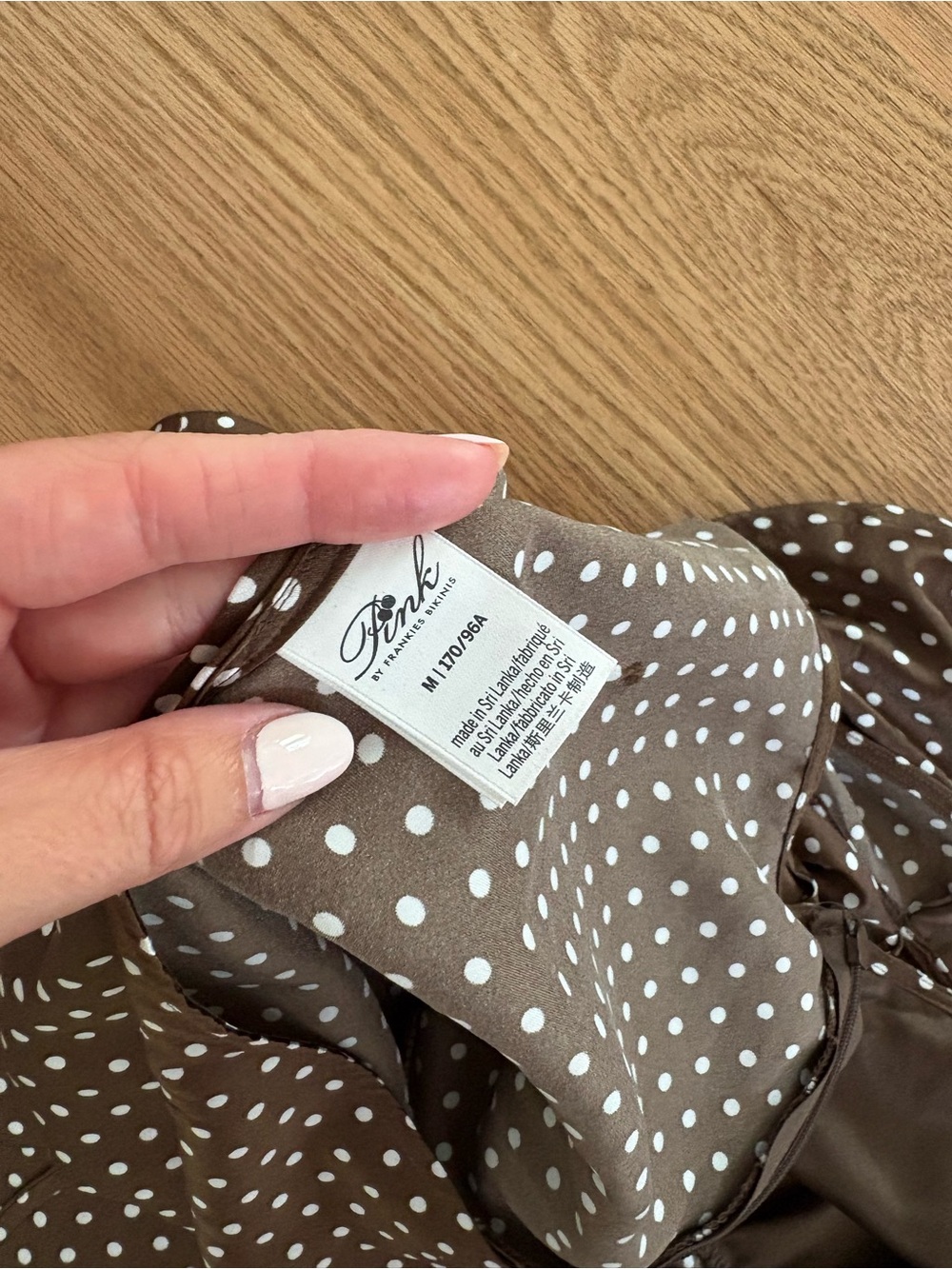 Brown Polka Dot Satin Slip Dress - Picture 2 of 3